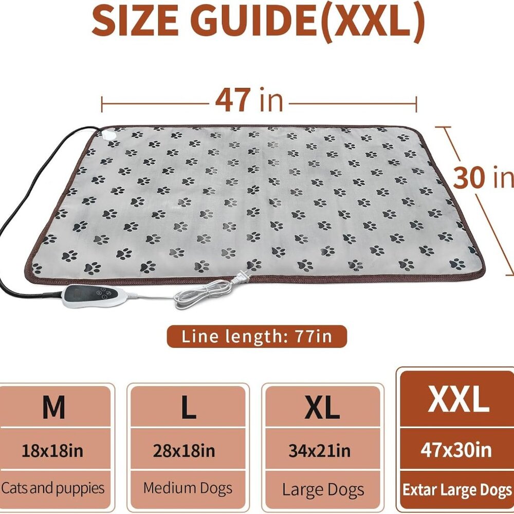 Extra Large Dog Heating Pad 47x30 in with Smart Thermostat Switch - Picture 2 of 9